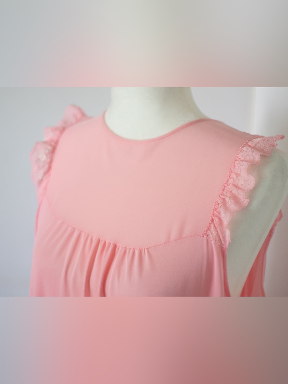 jcpenney Sheer Pink Ruffle-Trim Long Nightgown